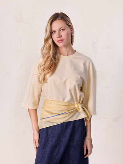 Wide Sleeve Tee-Pale Yellow