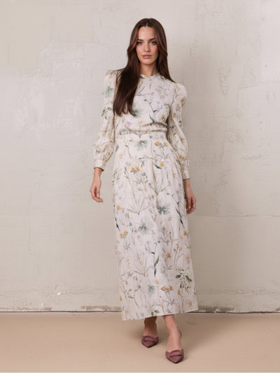 Yoke Floral Skirt-Vintage Floral