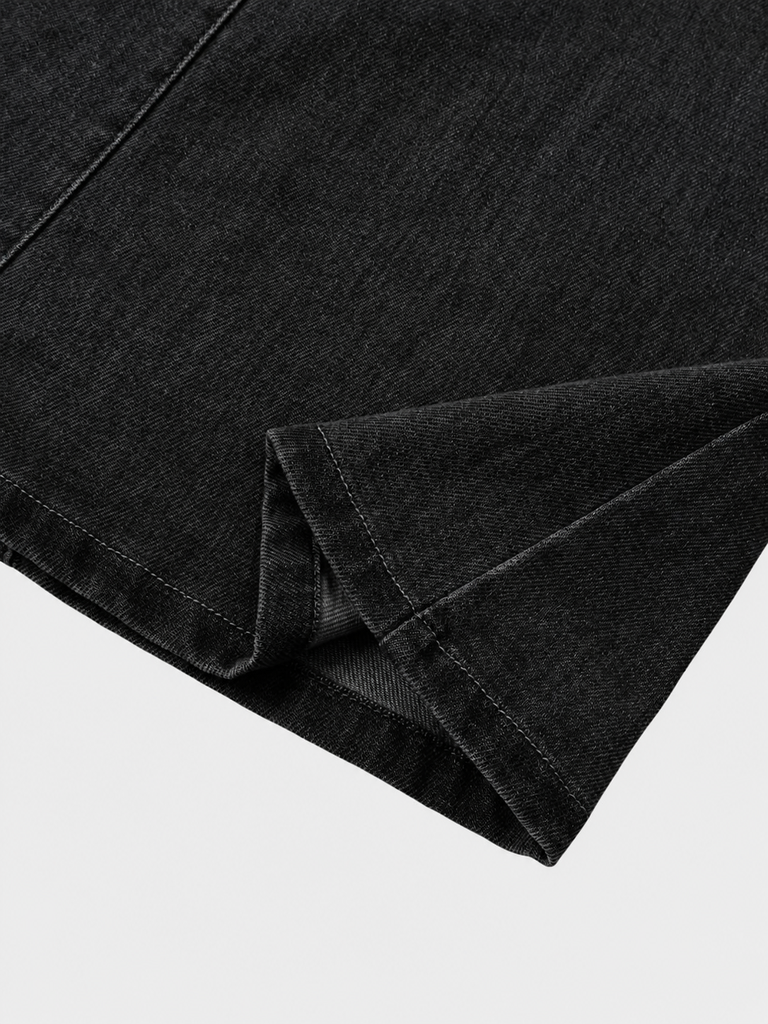 Drop Waist Denim Skirt-Black