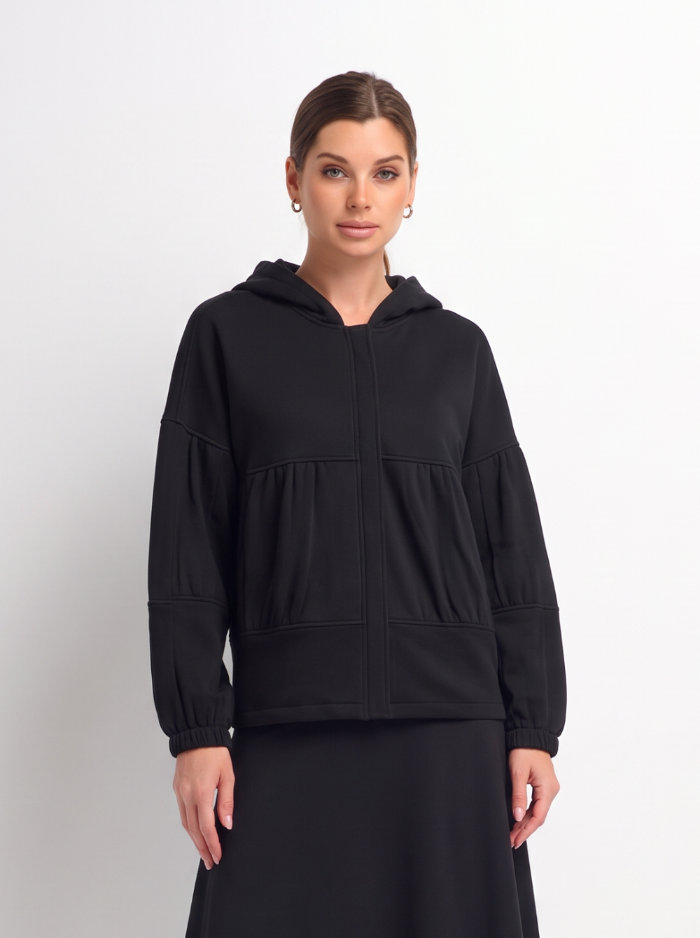 Bubble Sweatshirt Jacket-Black