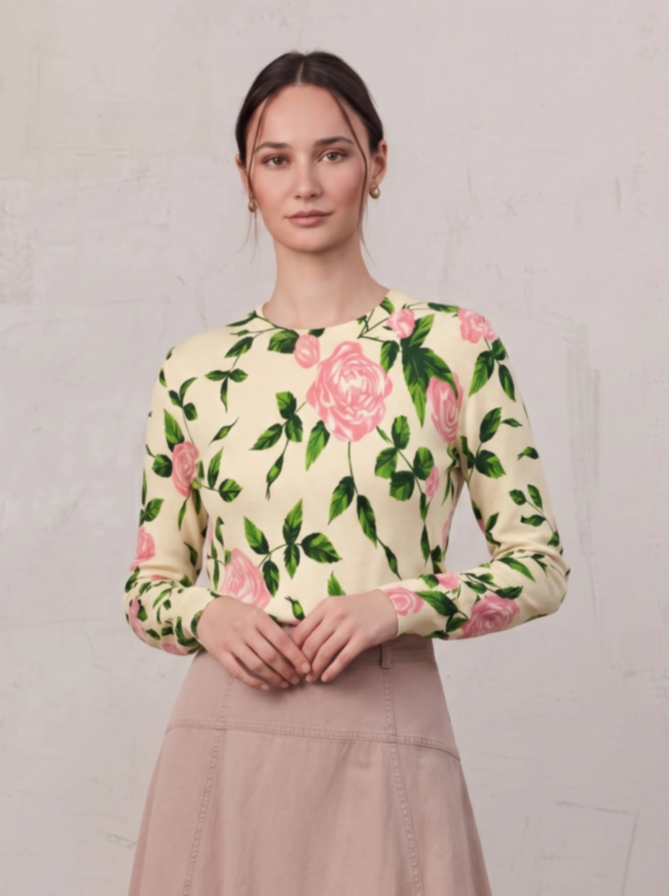 Printed Sweater-Cream Pop Floral
