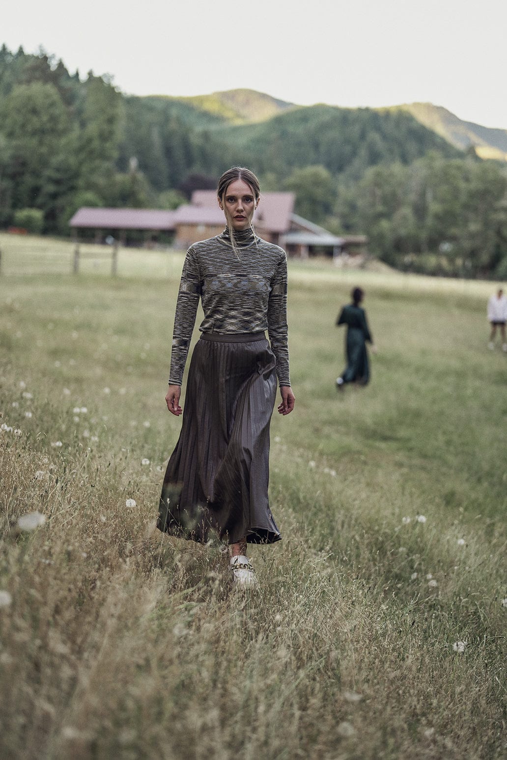 Accordion Pleated Faux Leather Skirt-Chocolate Brown