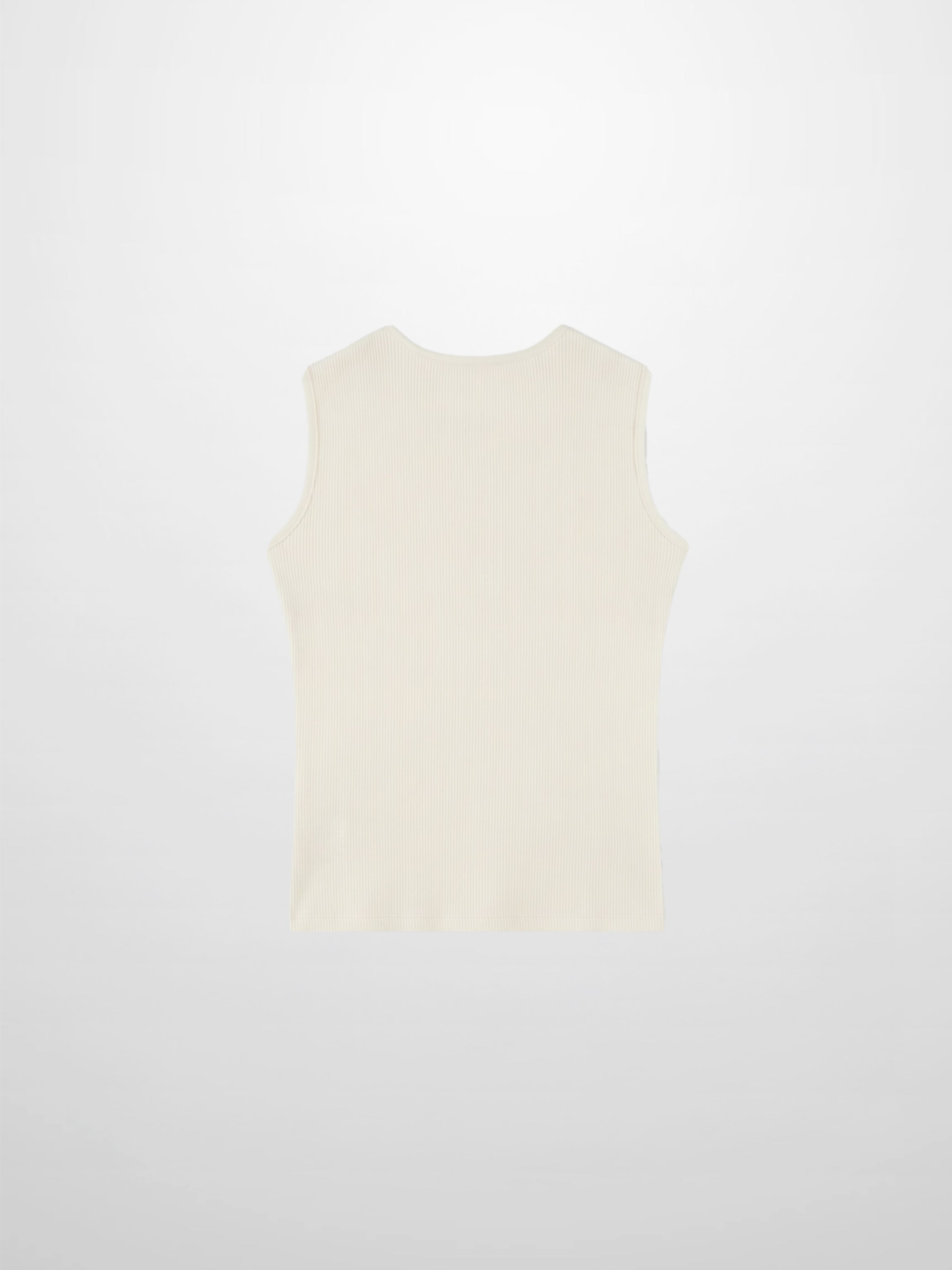 RIBBED CREW SLEEVELESS SHELL-CREAM