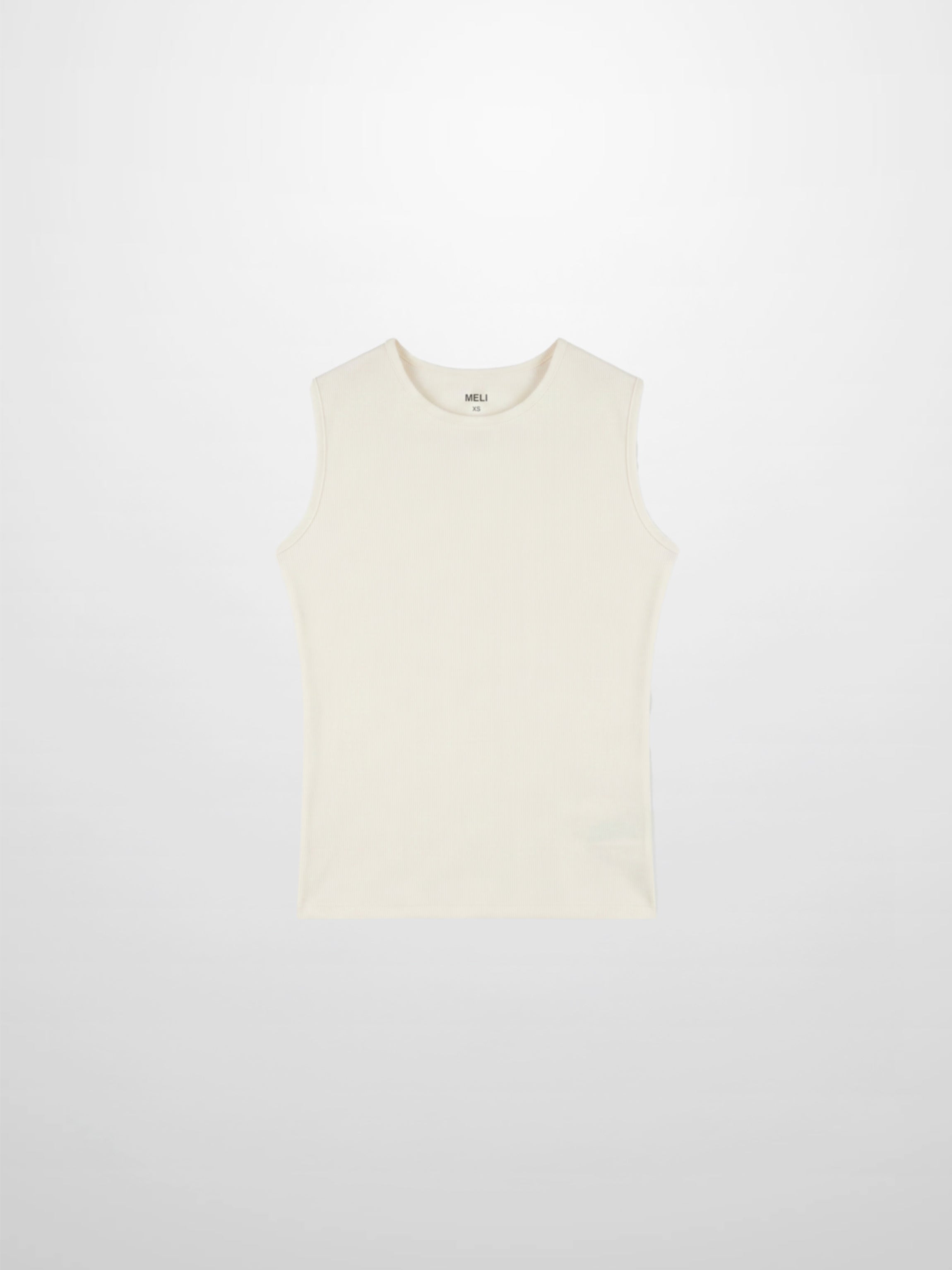 RIBBED CREW SLEEVELESS SHELL-CREAM