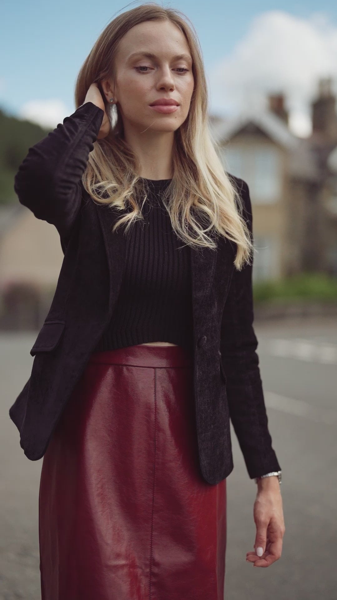Chenille Blazer-Black