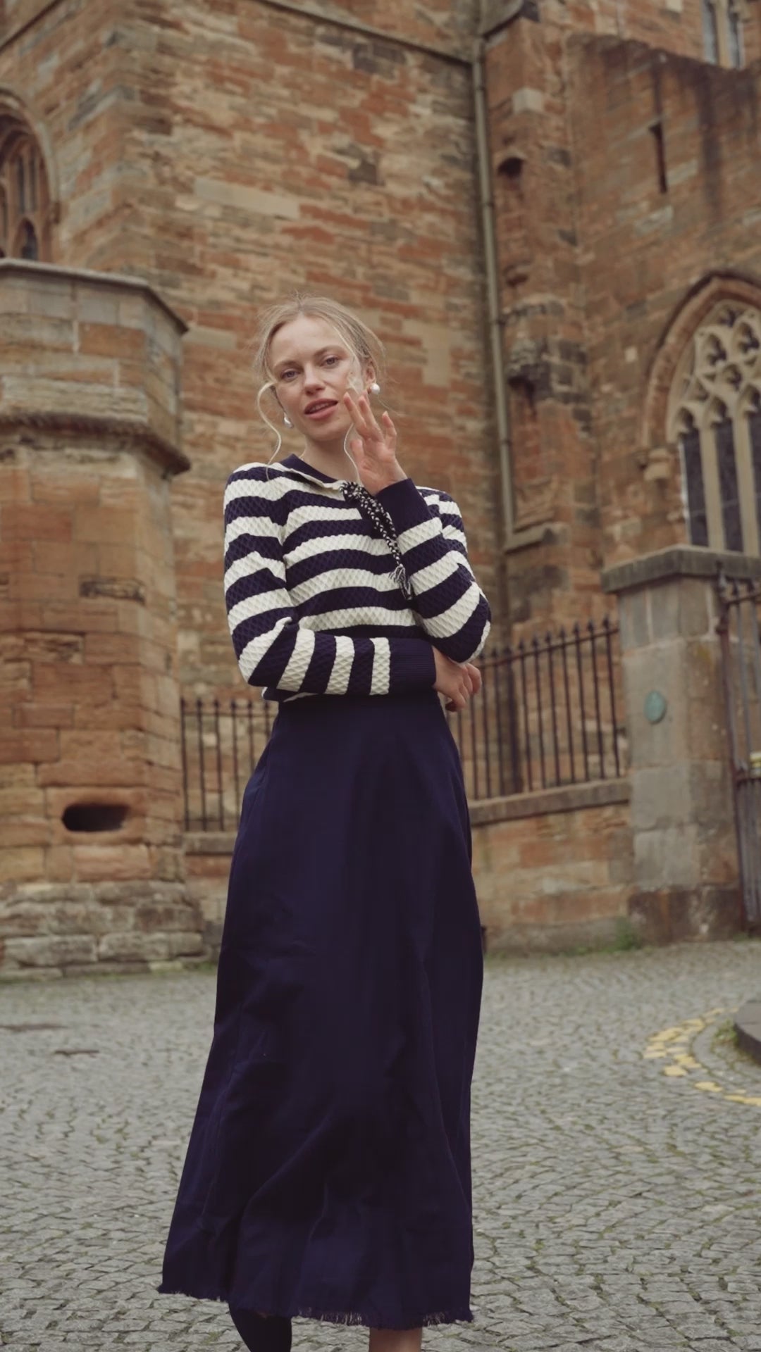 Fringe Circle Skirt-Navy