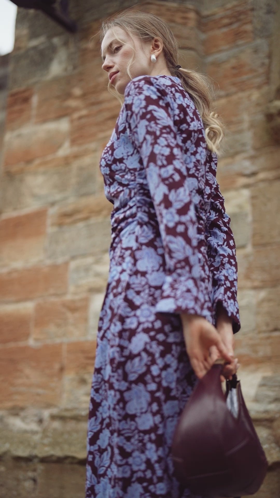 Front Shirred Shirtdress-Lilac Floral
