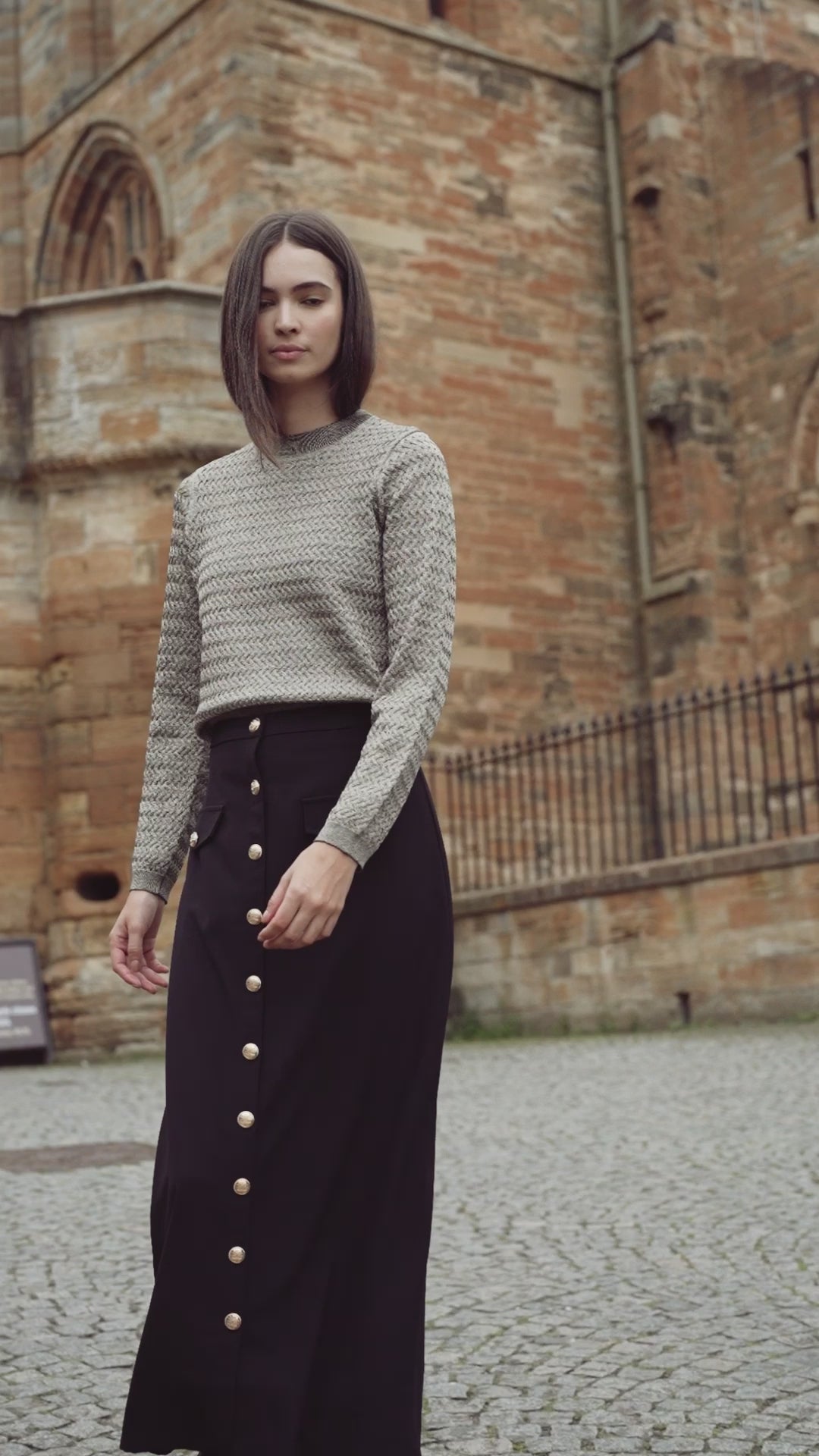 Textured Lurex Crew Sweater-Ivory