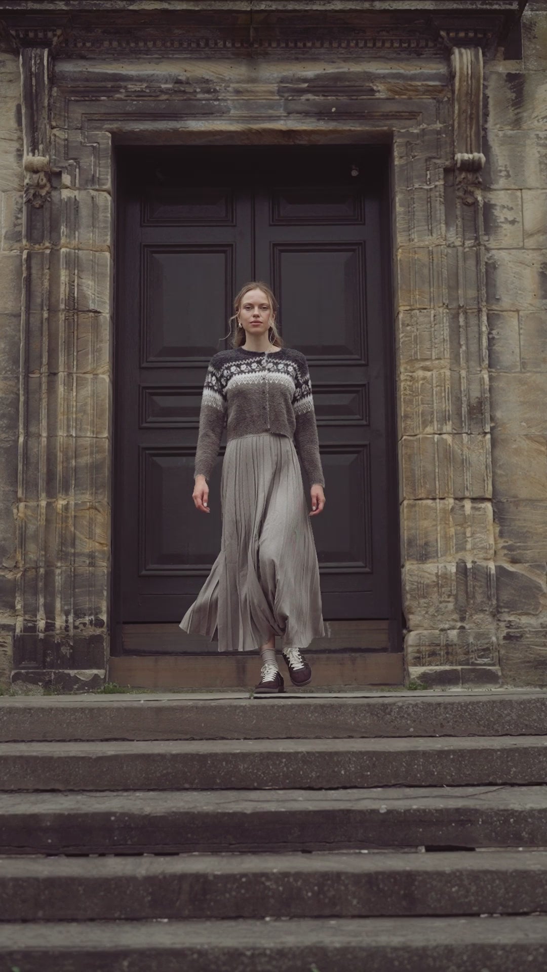 Marni Pleated Skirt 37"-Heathered Grey