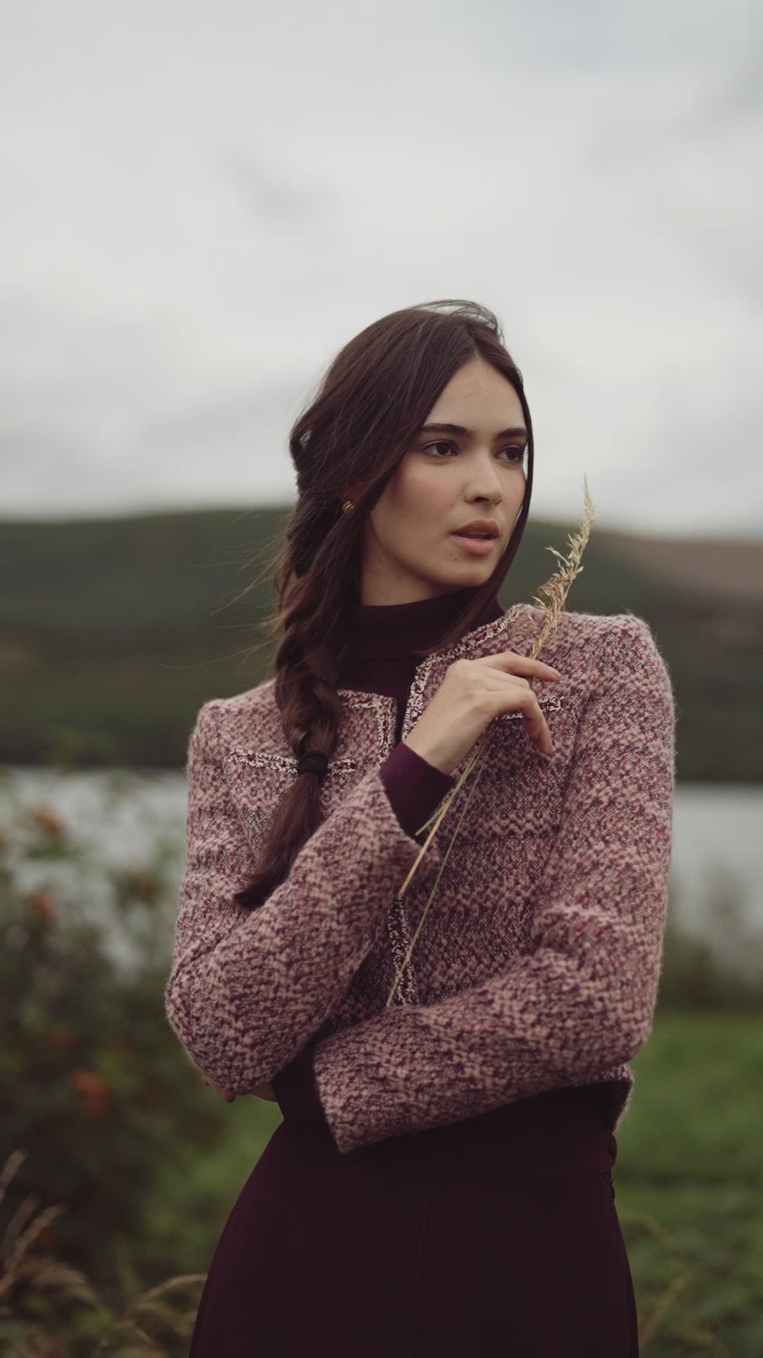 Boucle Jacket-Pink/Burgundy