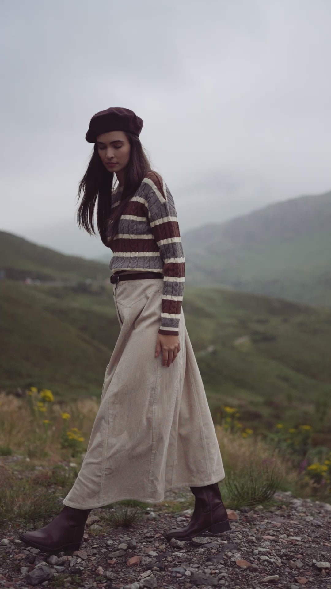 Button Down A-Line Corduroy Skirt-Warm Vanilla