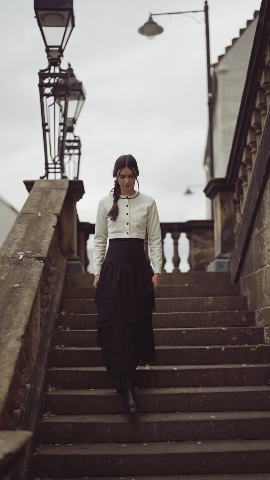Chiffon Layered Skirt-Black
