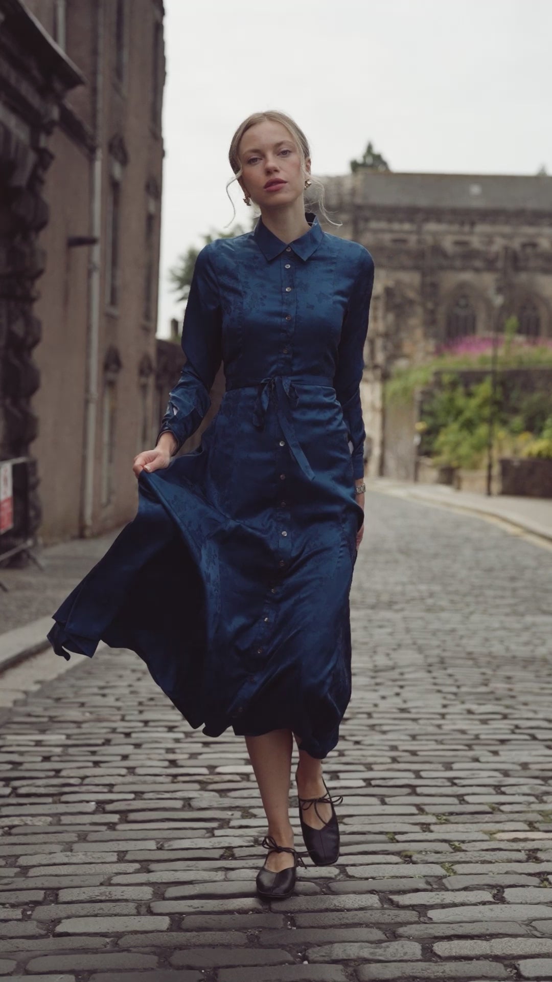 A Line Shirtdress-Teal