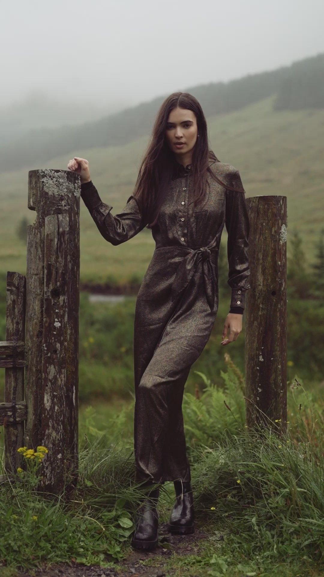 Wrap Shirtdress-Gold