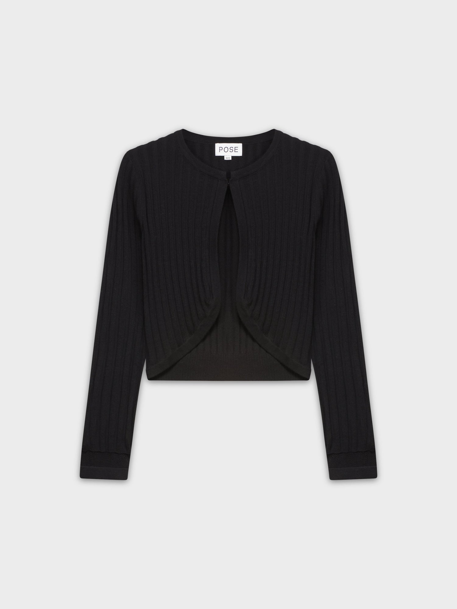 RIBBED SHRUG-BLACK