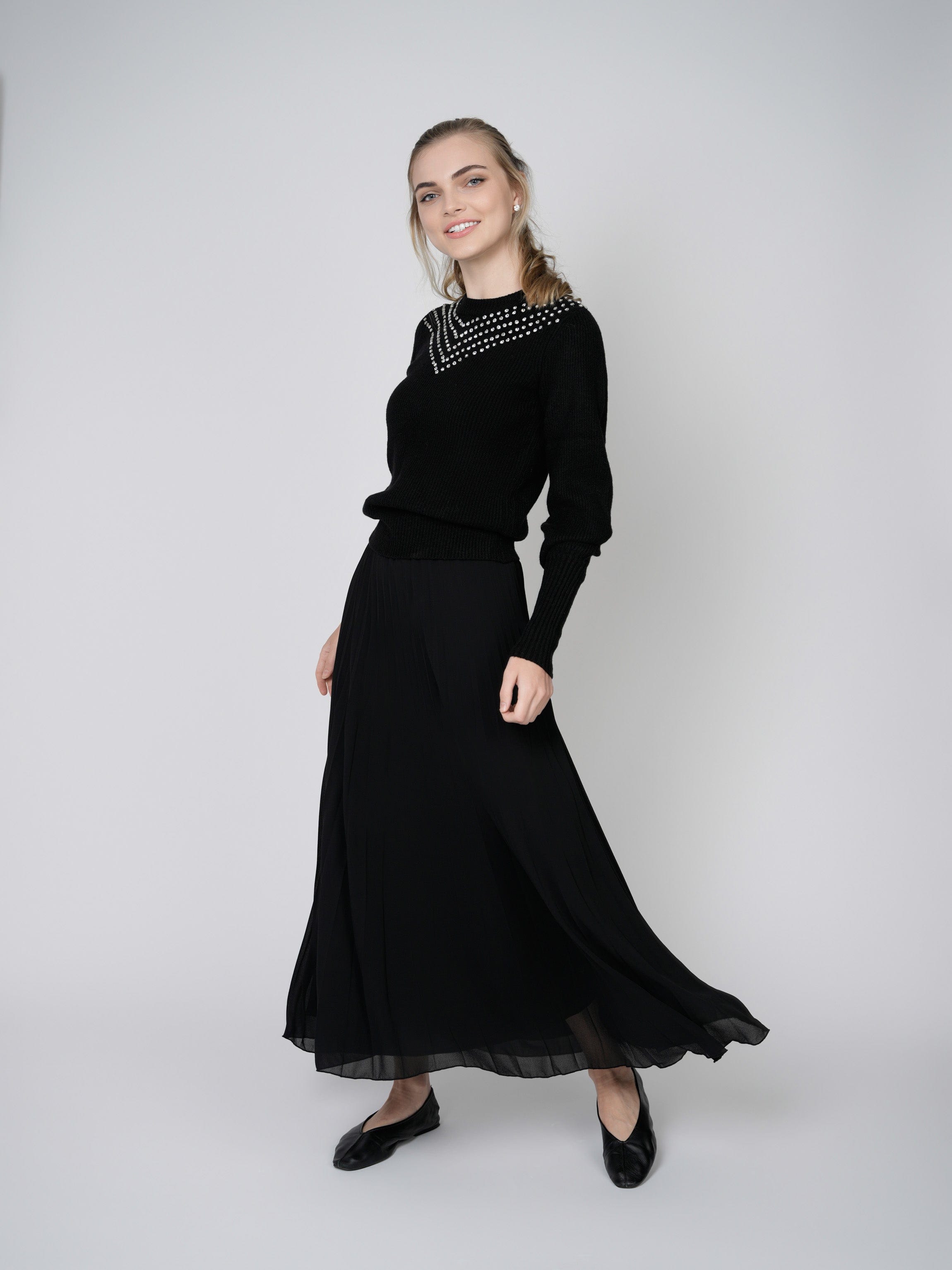 TRUMPET FLARE SKIRT-BLACK