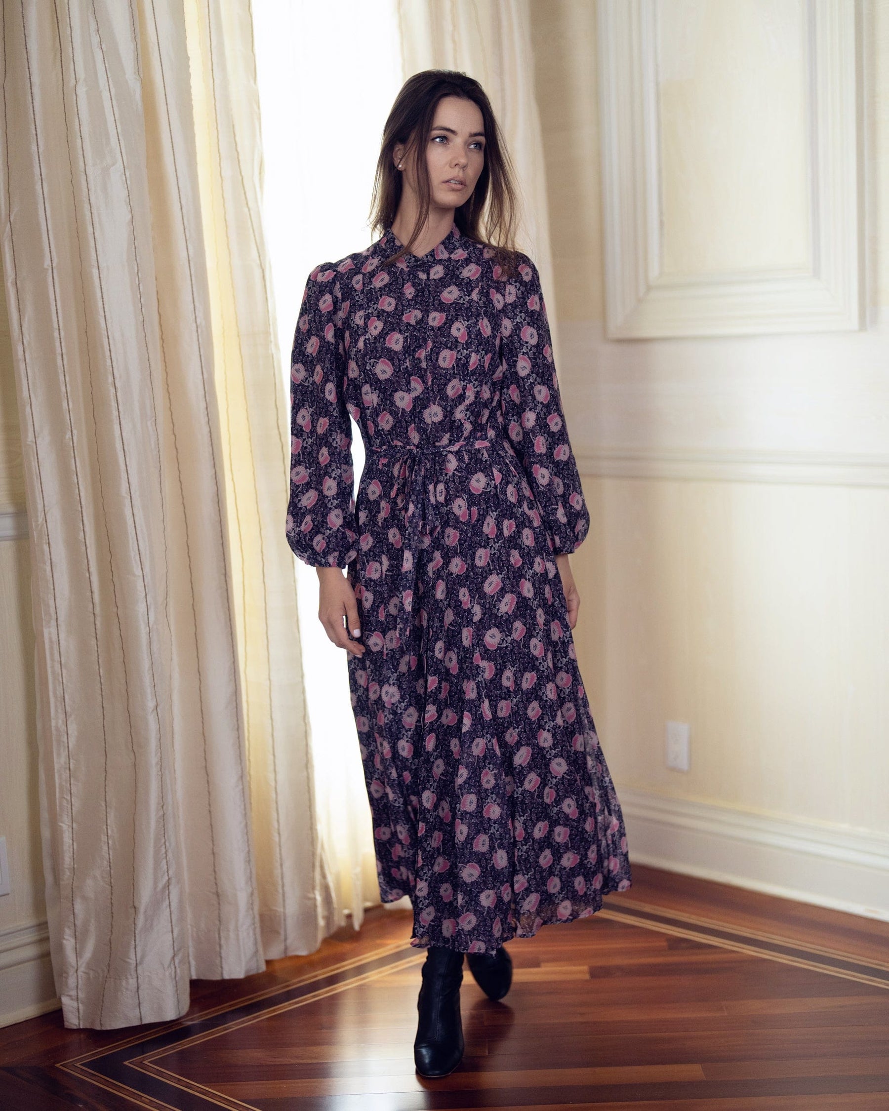 A-LINE SHIRTDRESS-PINK FLORAL