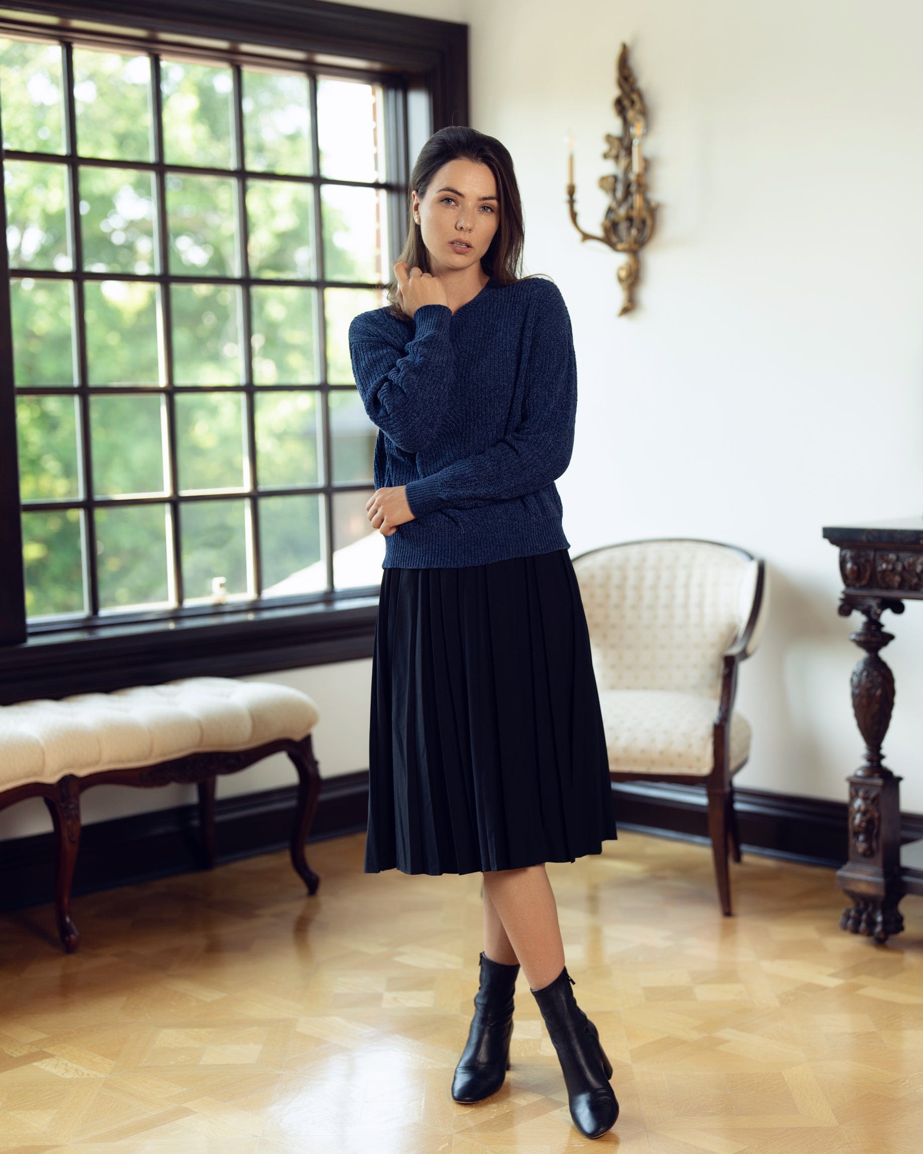 FALDA PLISADA 27"- NEGRO