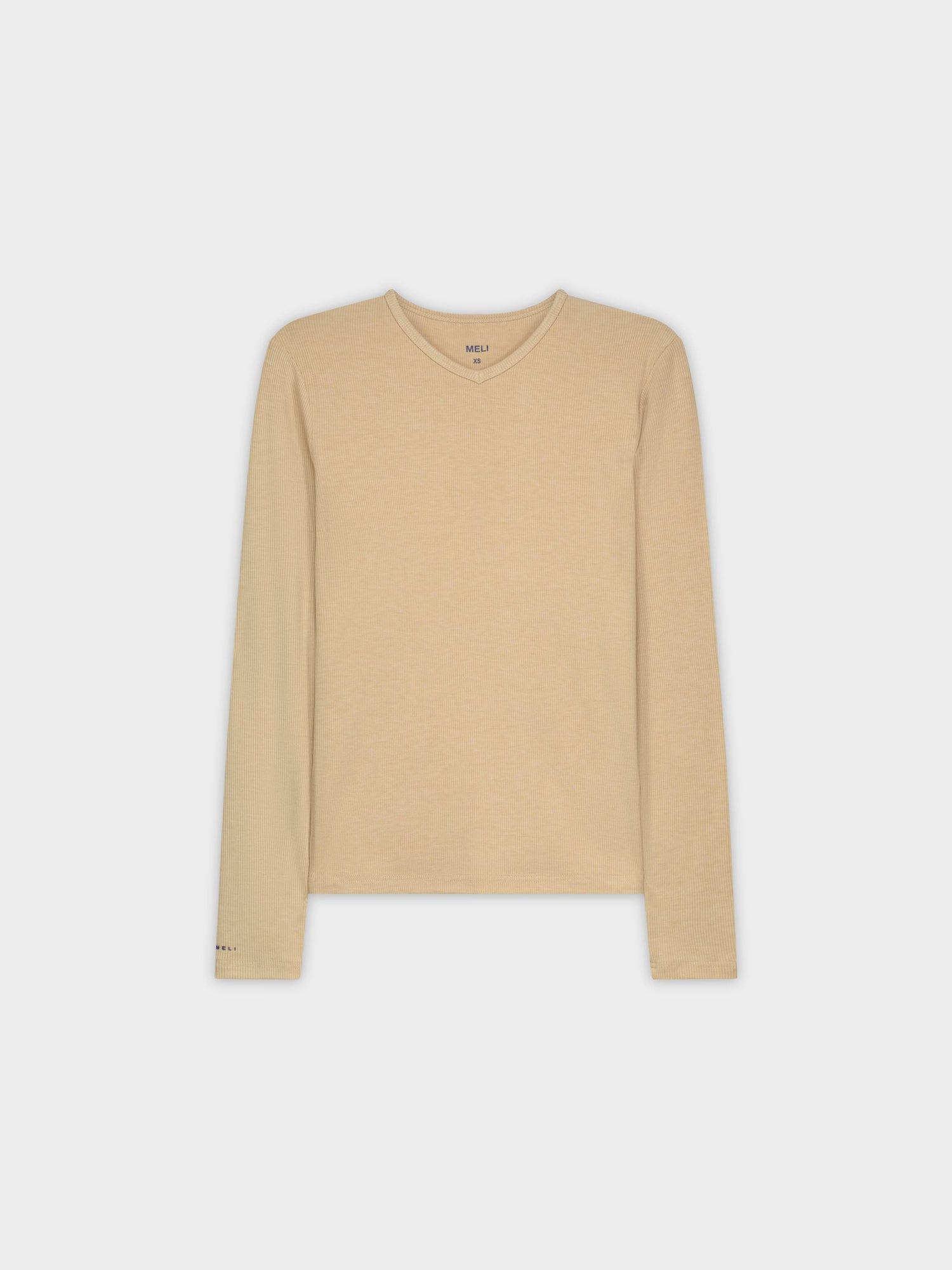 RIBBED HIGH V LS-LIGHT TAN