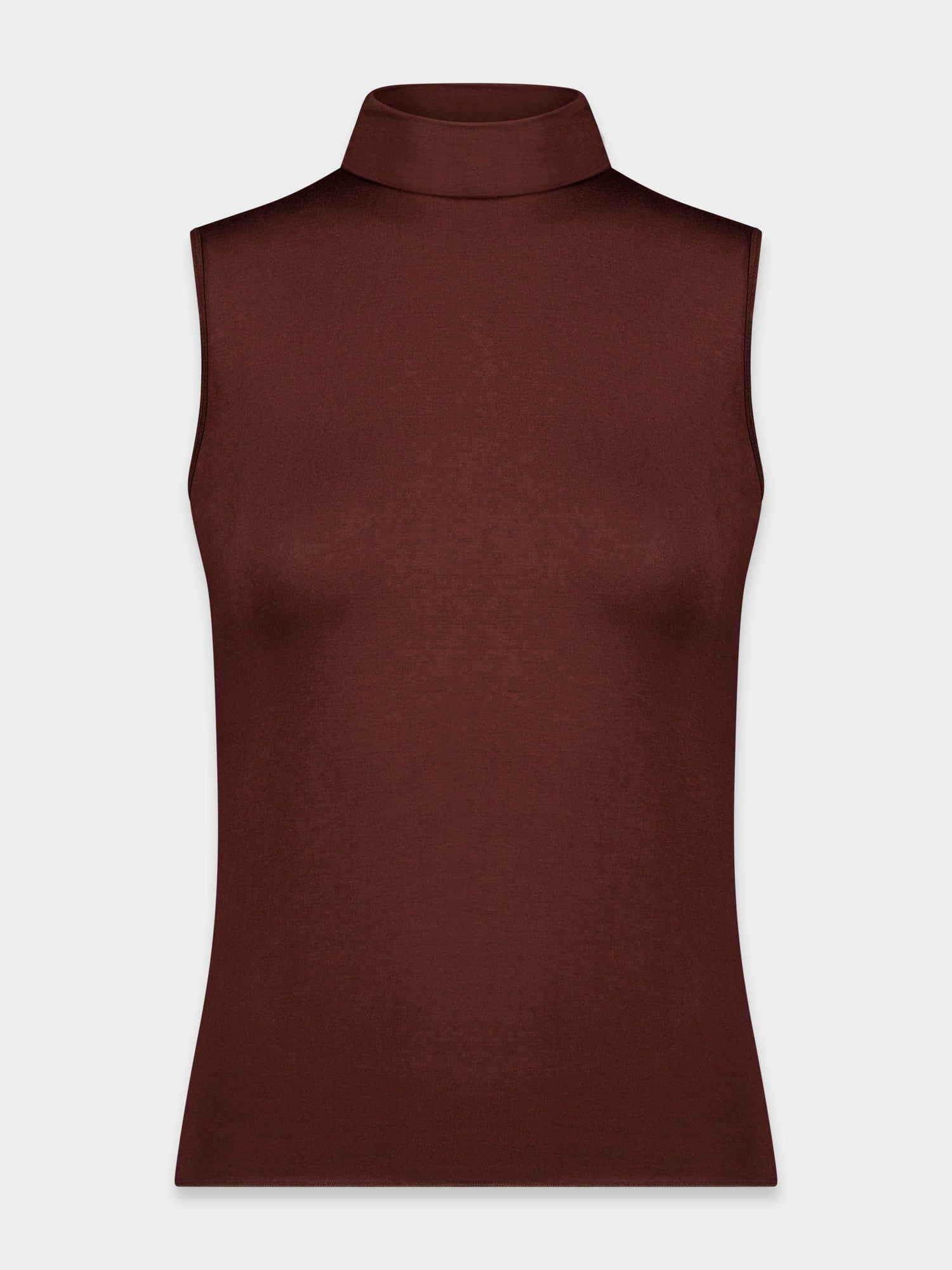 SLEEVELESS MODAL TURTLENECK-BROWN