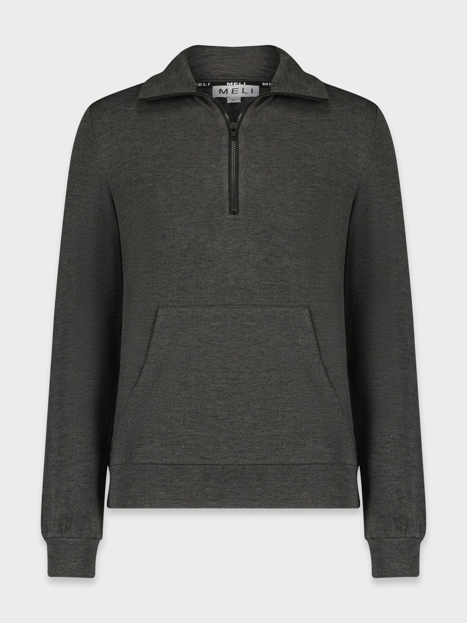 SIGNATURE ZIP TEE-CHARCOAL GREY