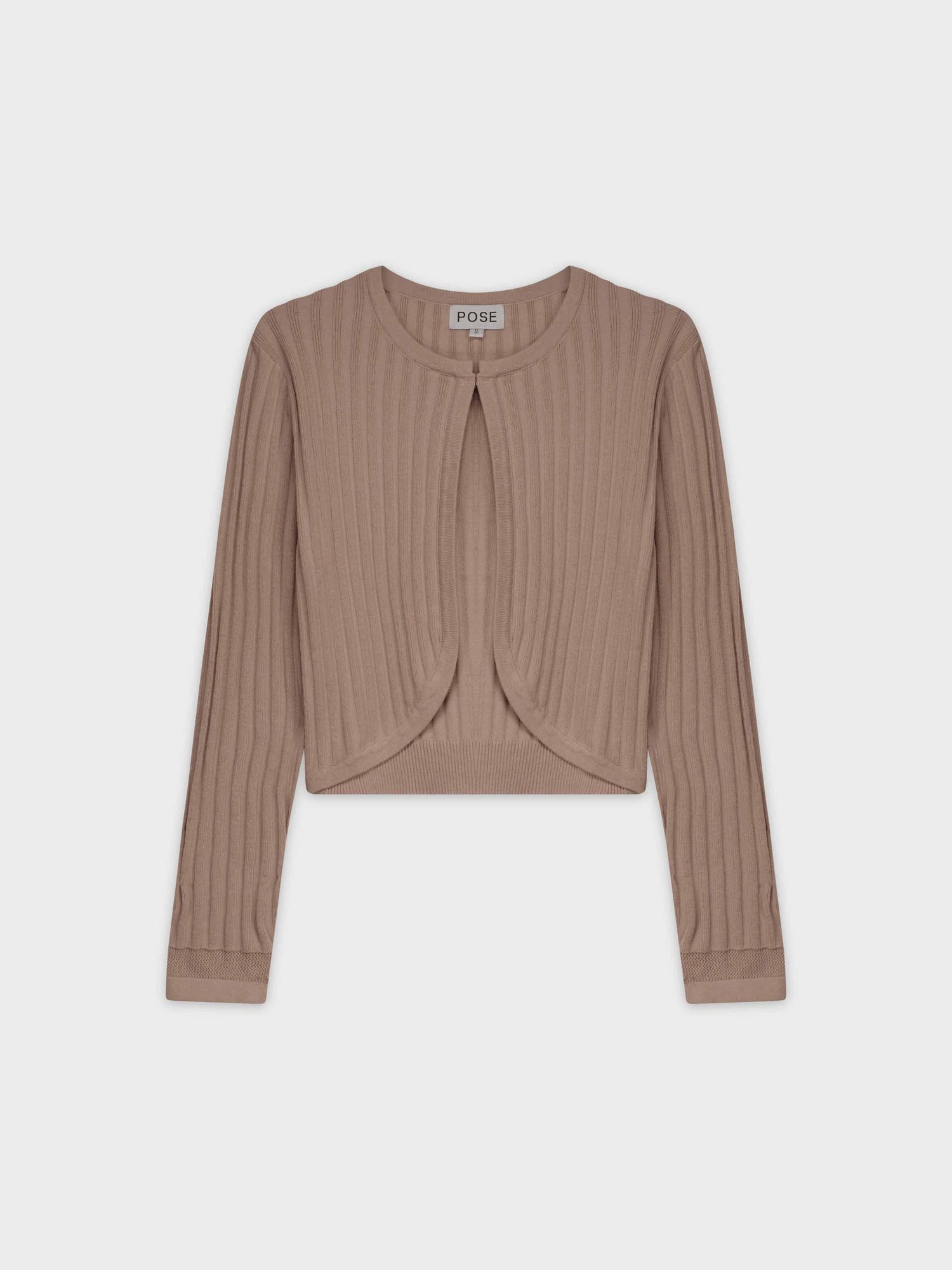 RIBBED SHRUG-TAN