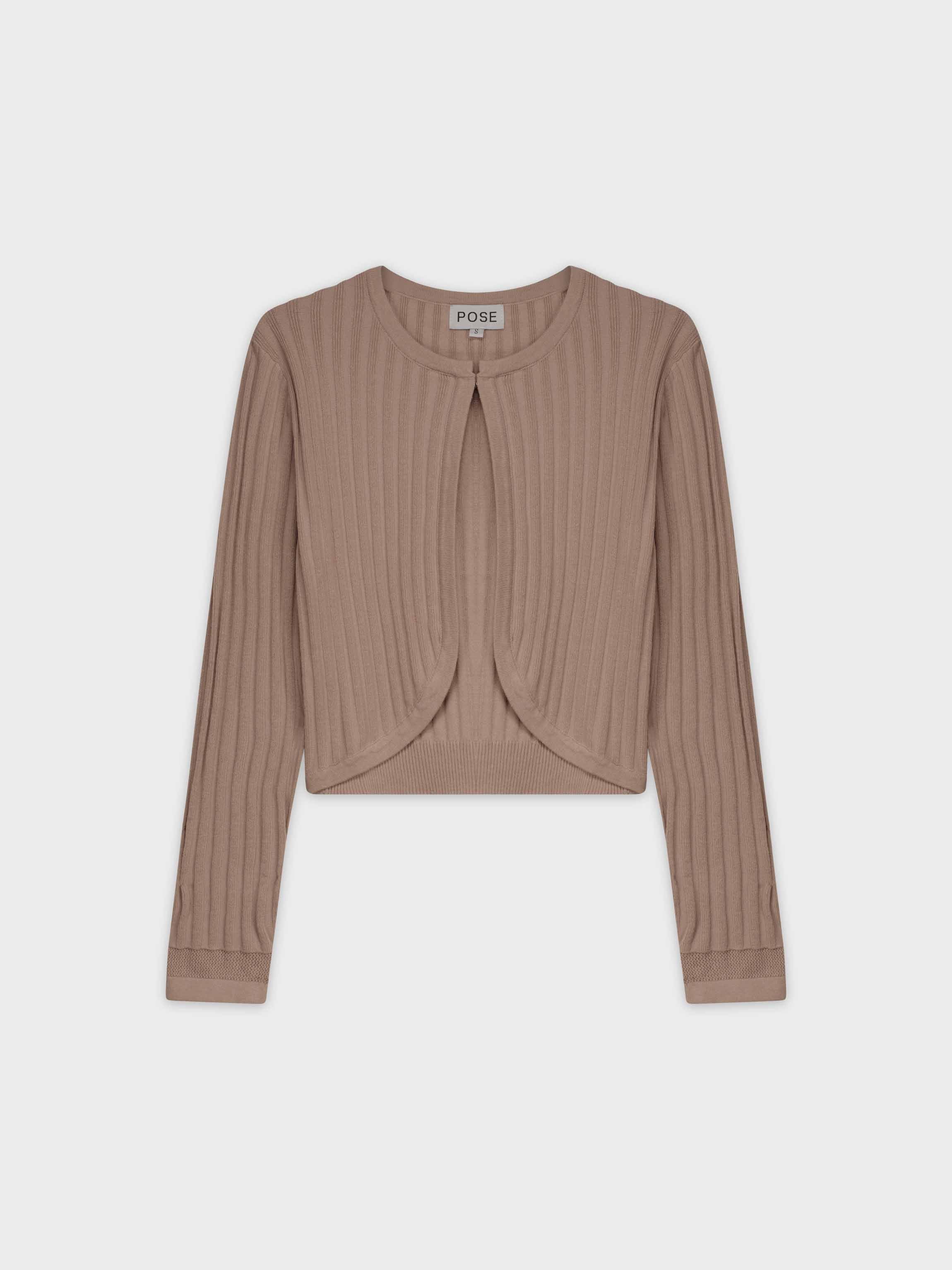 RIBBED SHRUG-TAN