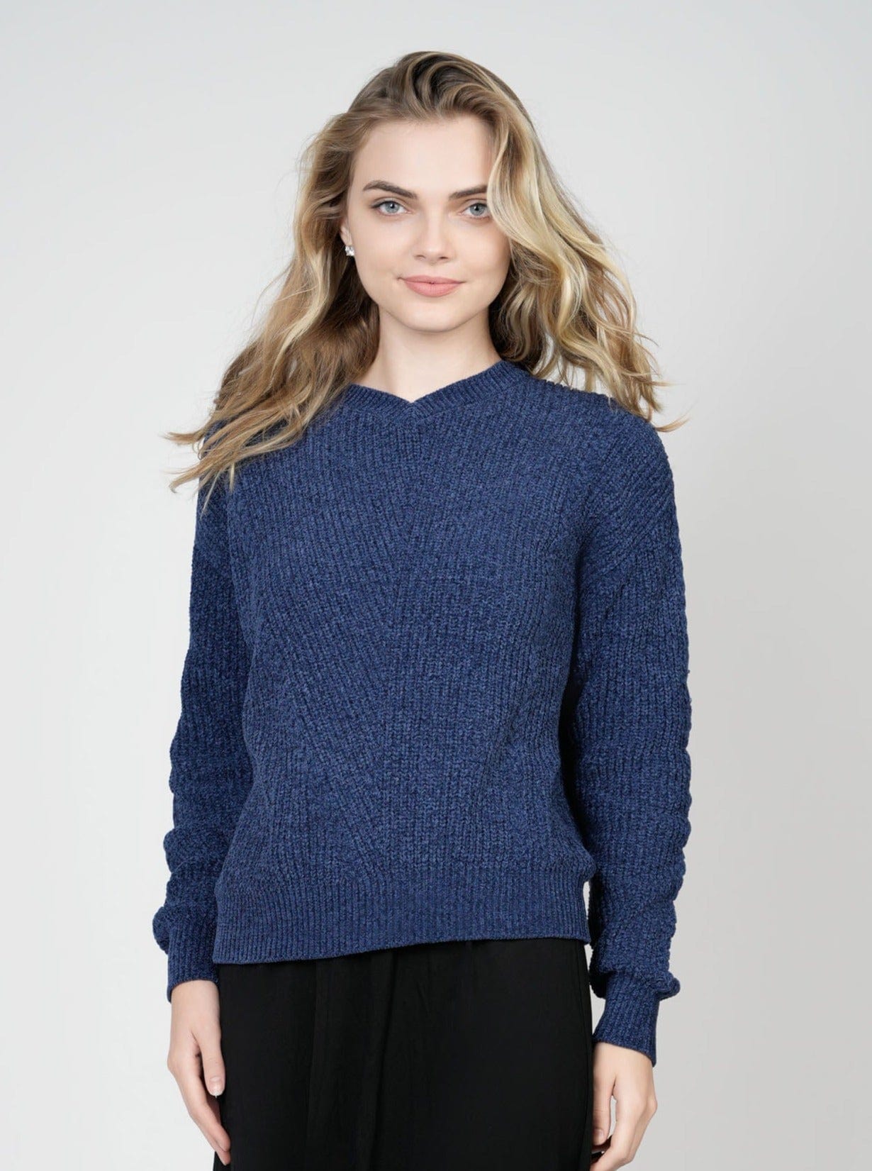 Navy blue chenille sweater hotsell