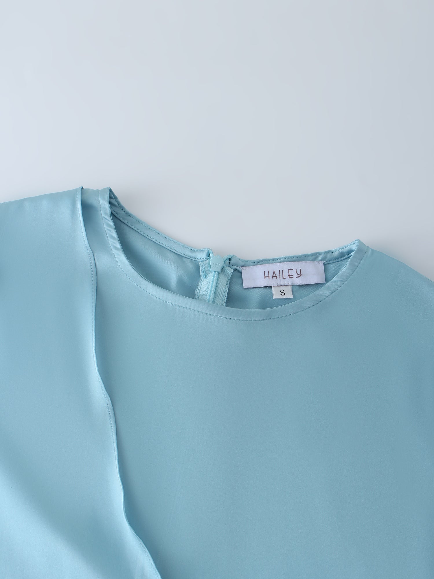 Wrap Satin Top-Blue