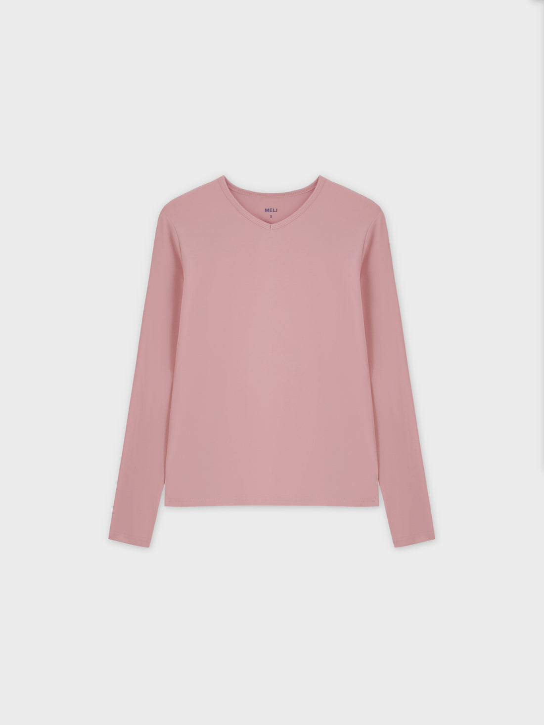 Basic High V Tee LS-Rose