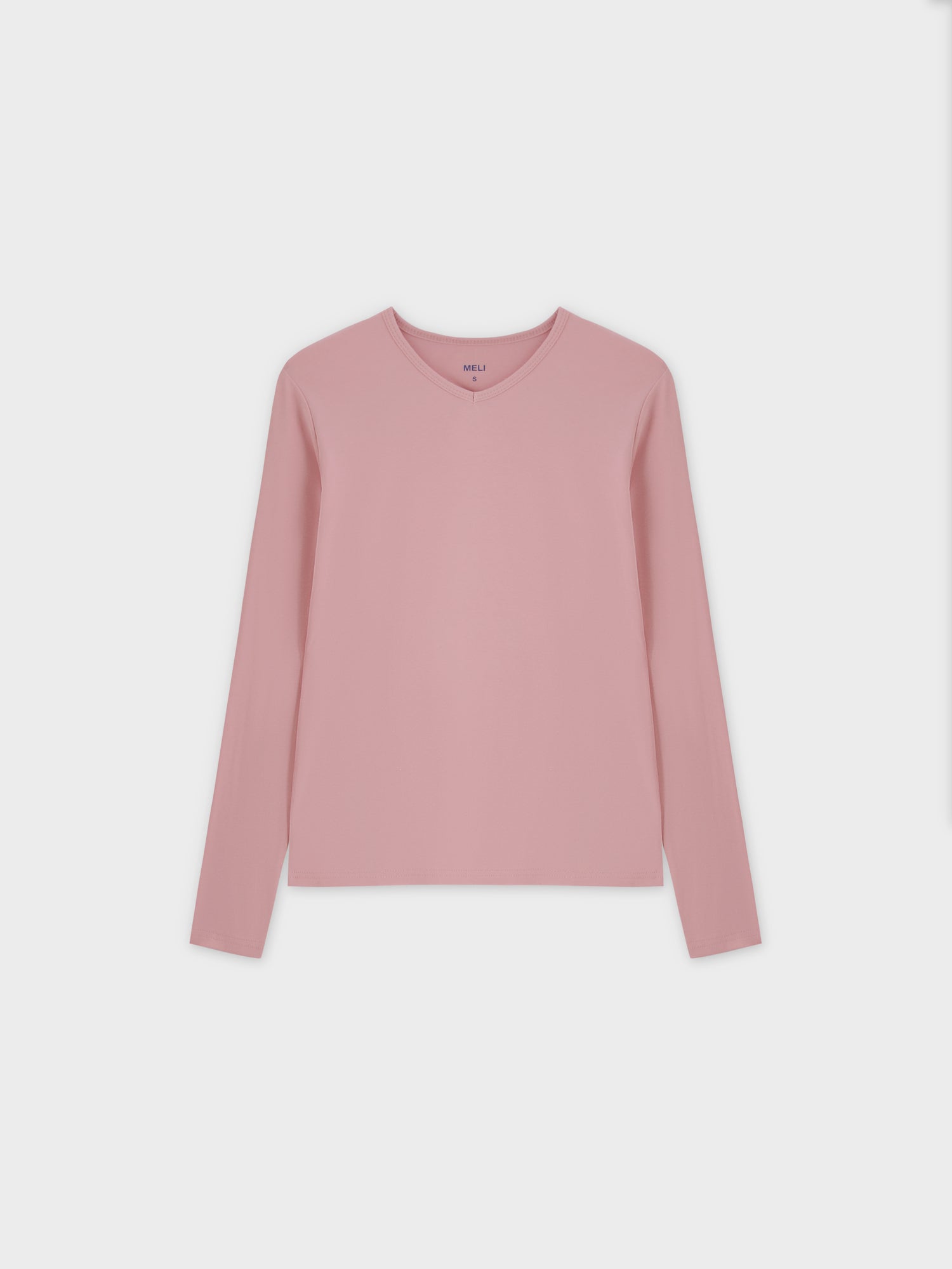 Basic High V Tee LS-Rose