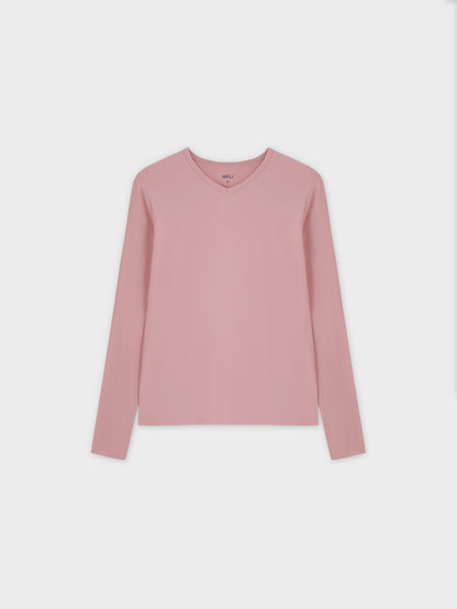 Basic High V Tee LS-Rose