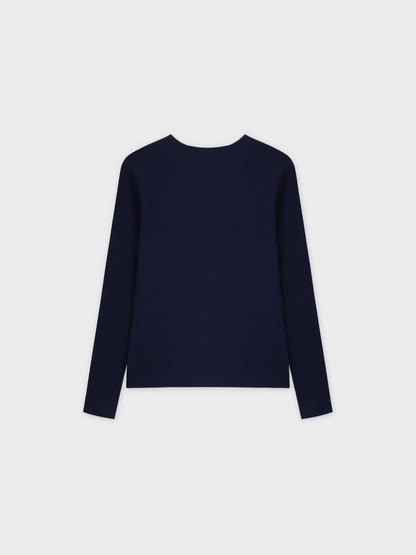 BASIC HIGH V TEE LS-NAVY