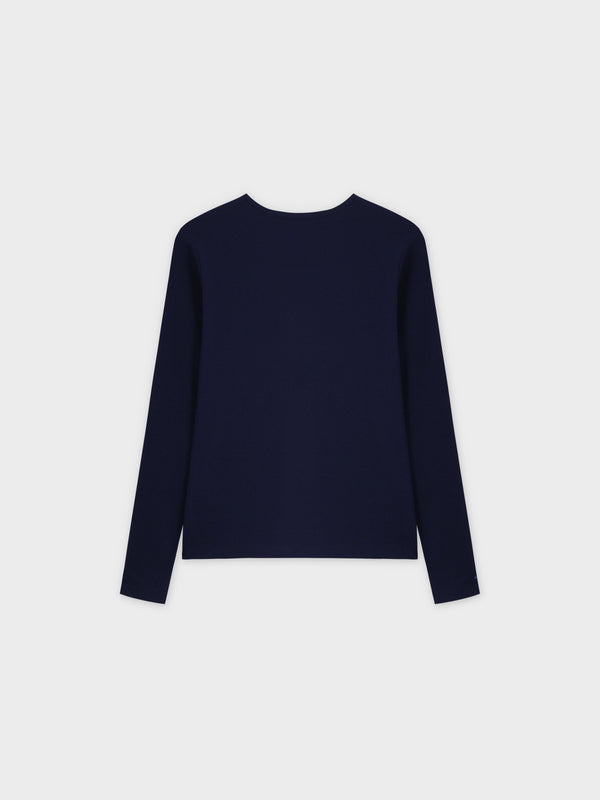 BASIC HIGH V TEE LS-NAVY