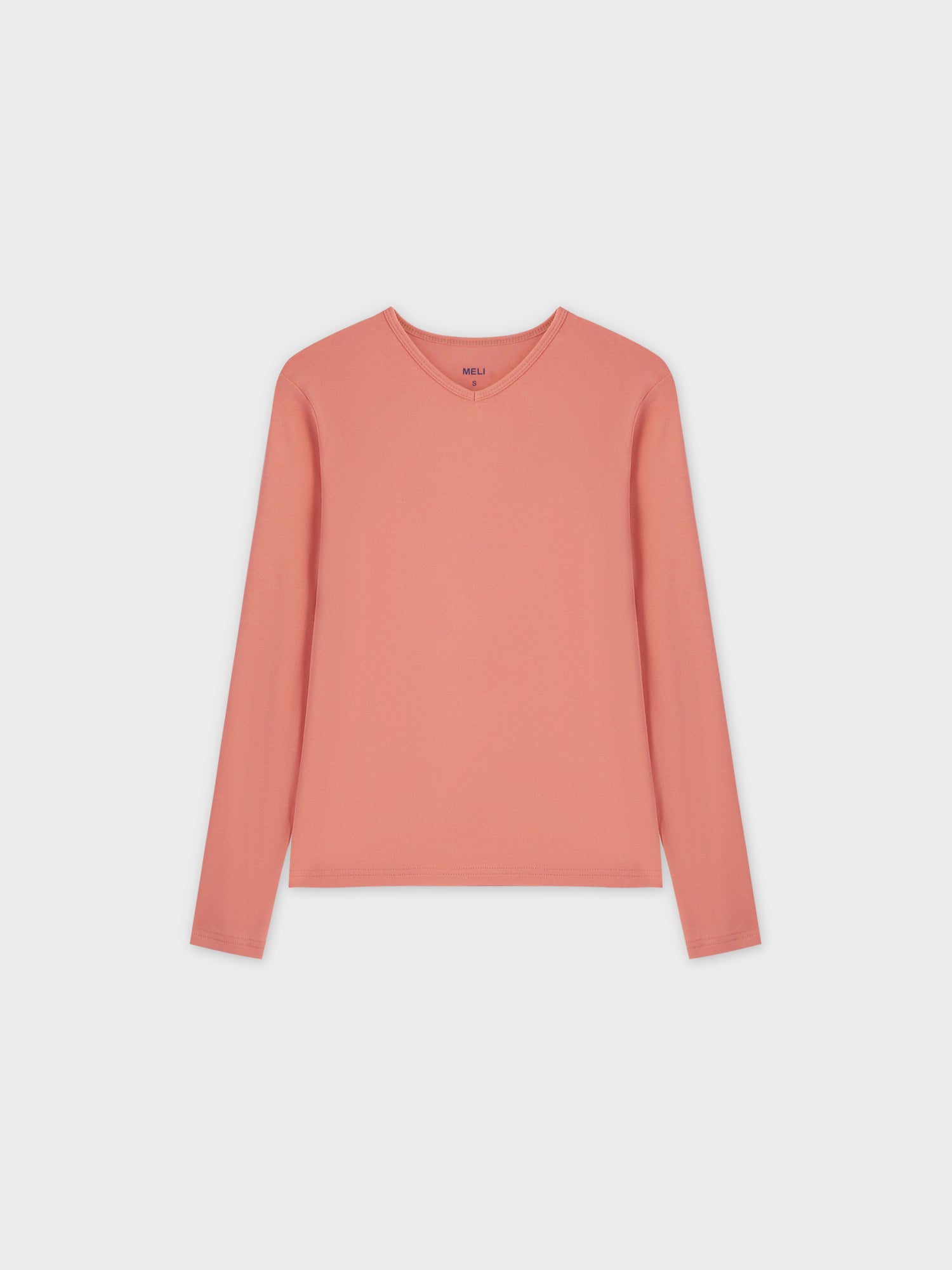 Basic High V Tee LS-Coral