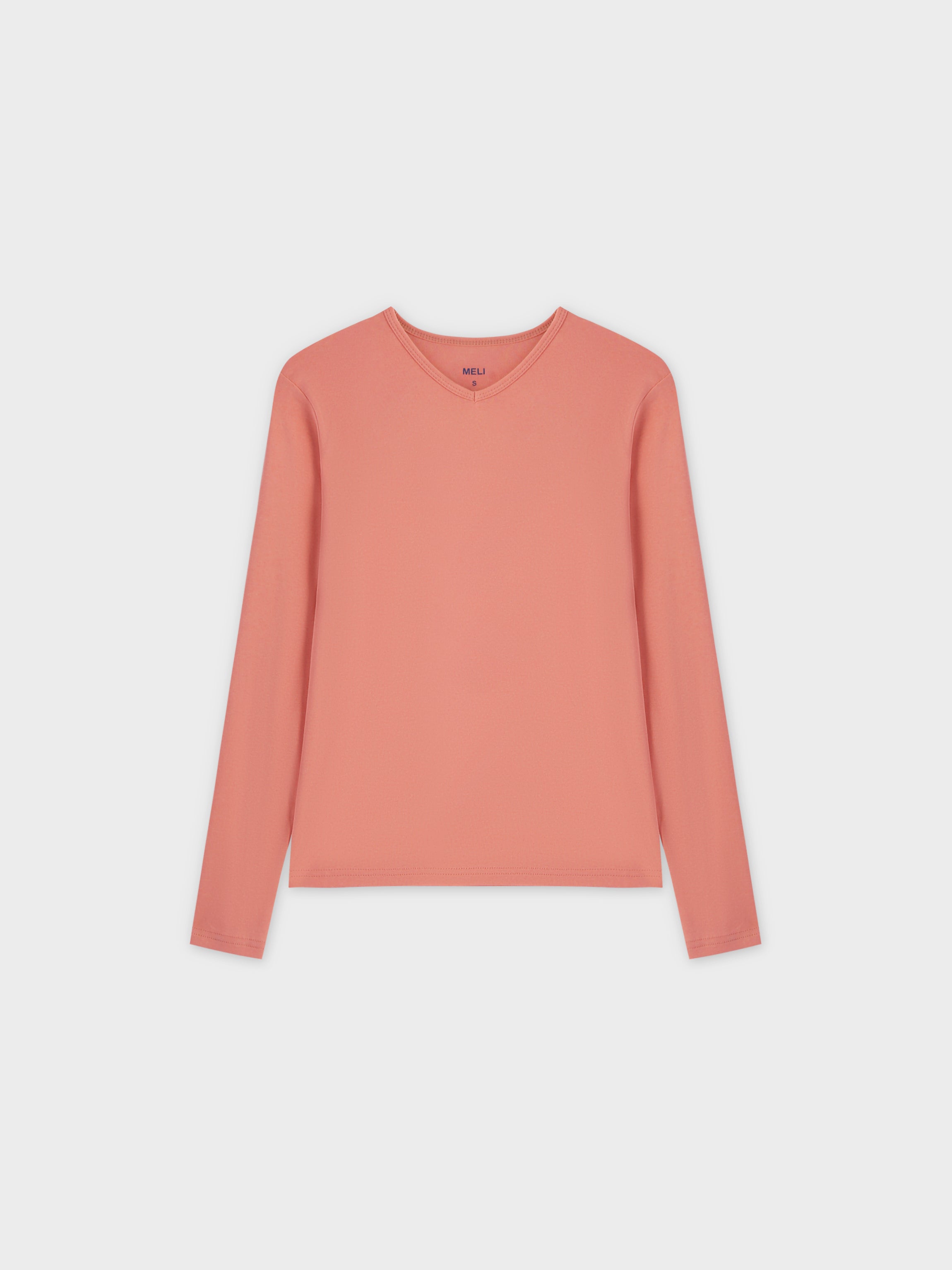 Basic High V Tee LS-Coral