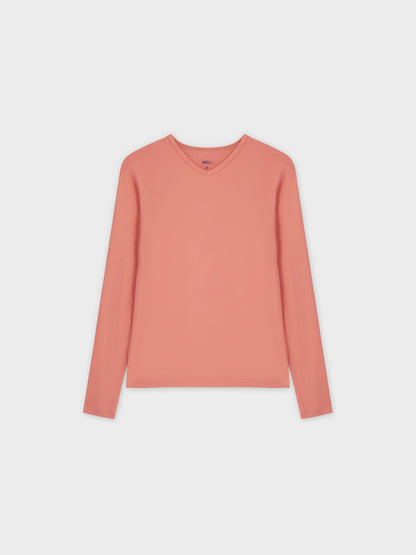 Basic High V Tee LS-Coral