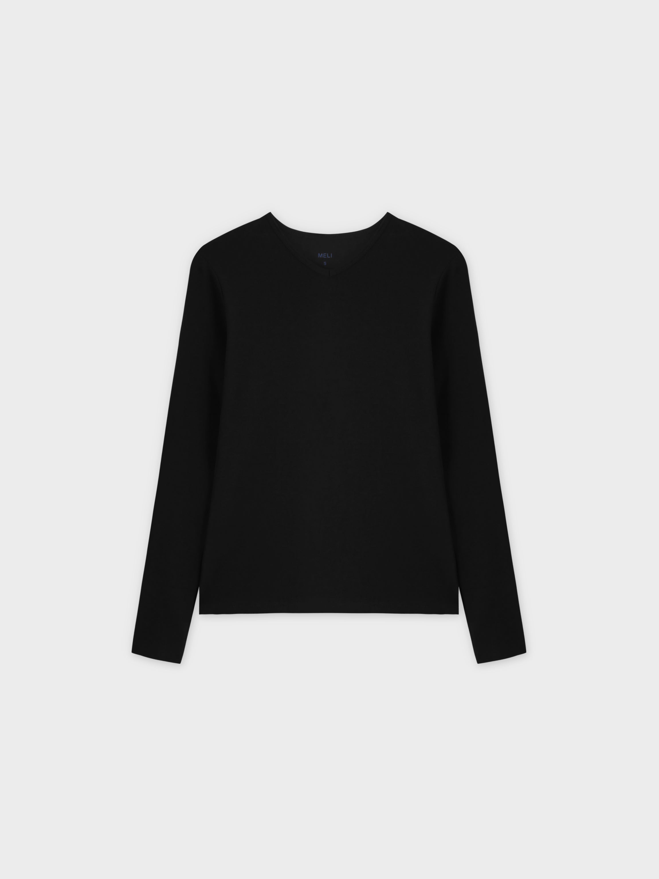 Basic High V Tee Long Sleeve-Black