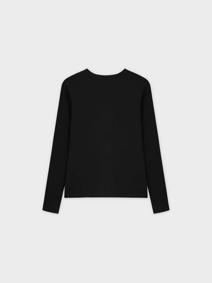 Basic High V Tee Long Sleeve-Black