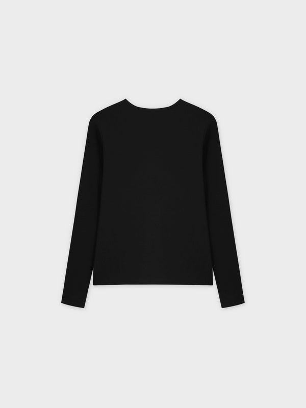 Basic High V Tee Long Sleeve-Black