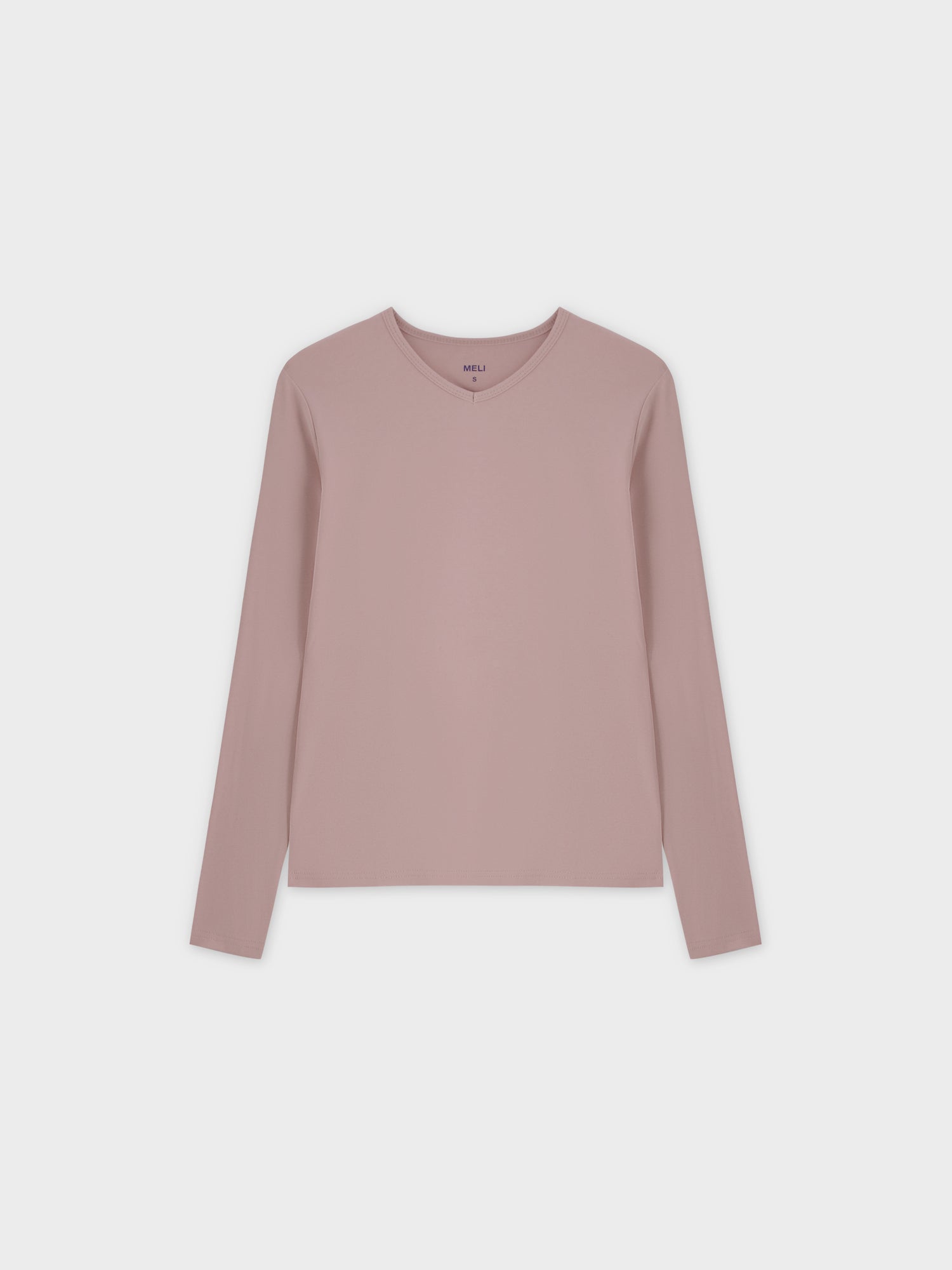 Basic High V Tee LS-Blush