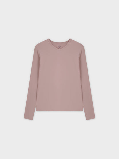 Basic High V Tee LS-Blush