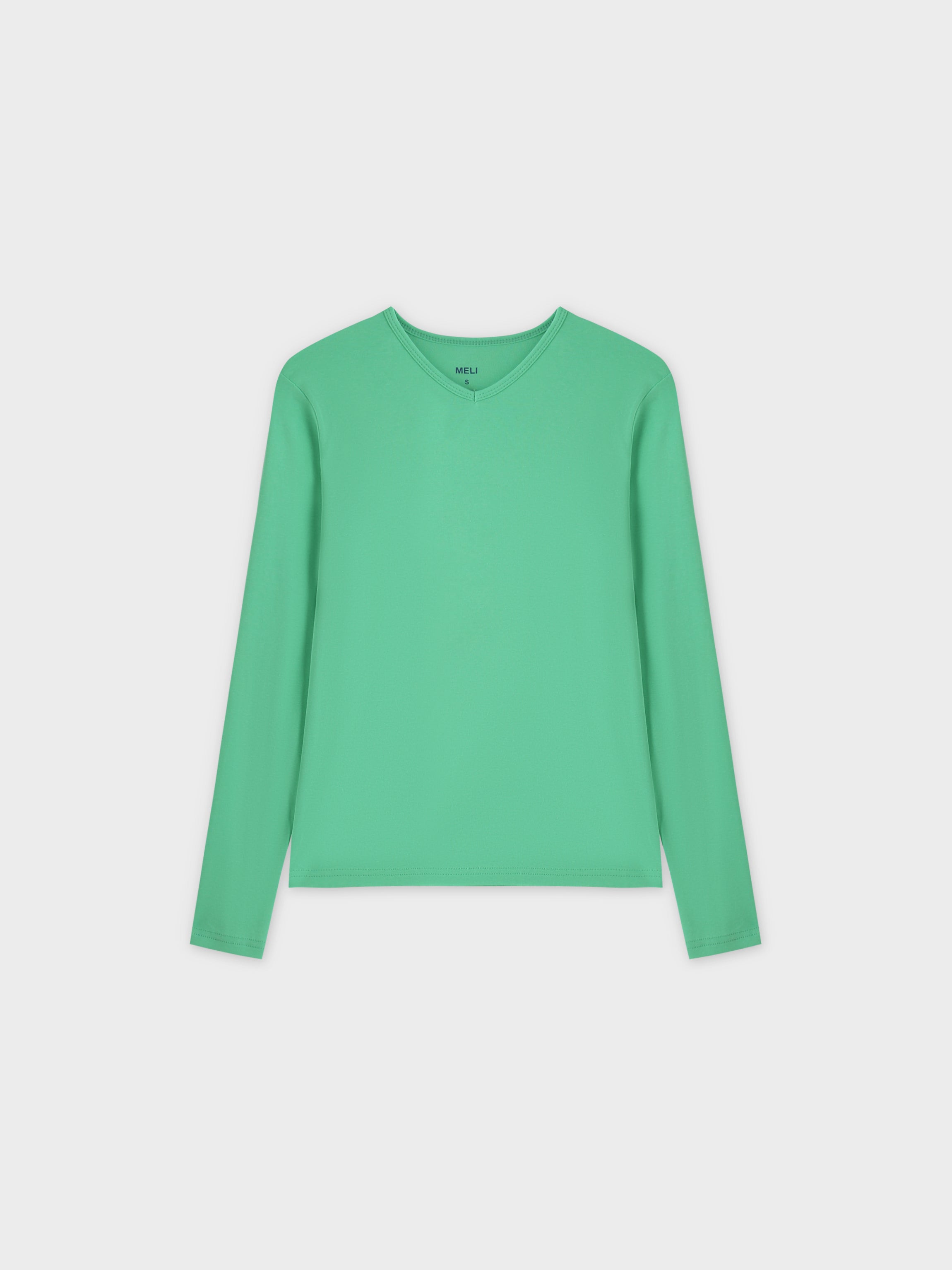 Basic High V Tee LS-Neon Green