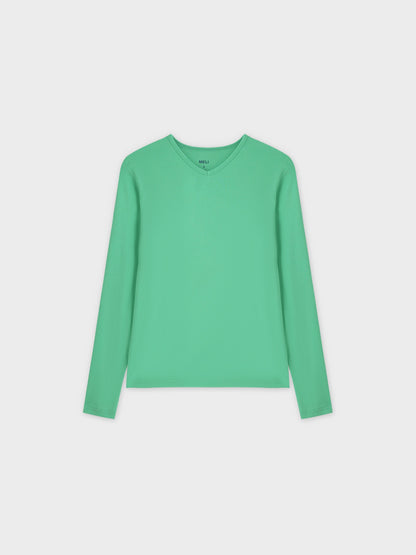 Basic High V Tee LS-Neon Green