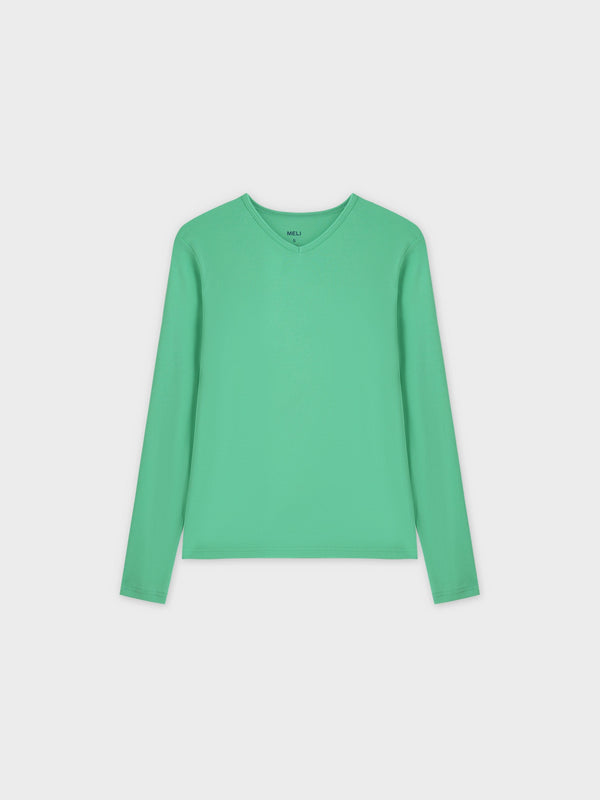 Basic High V Tee LS-Neon Green