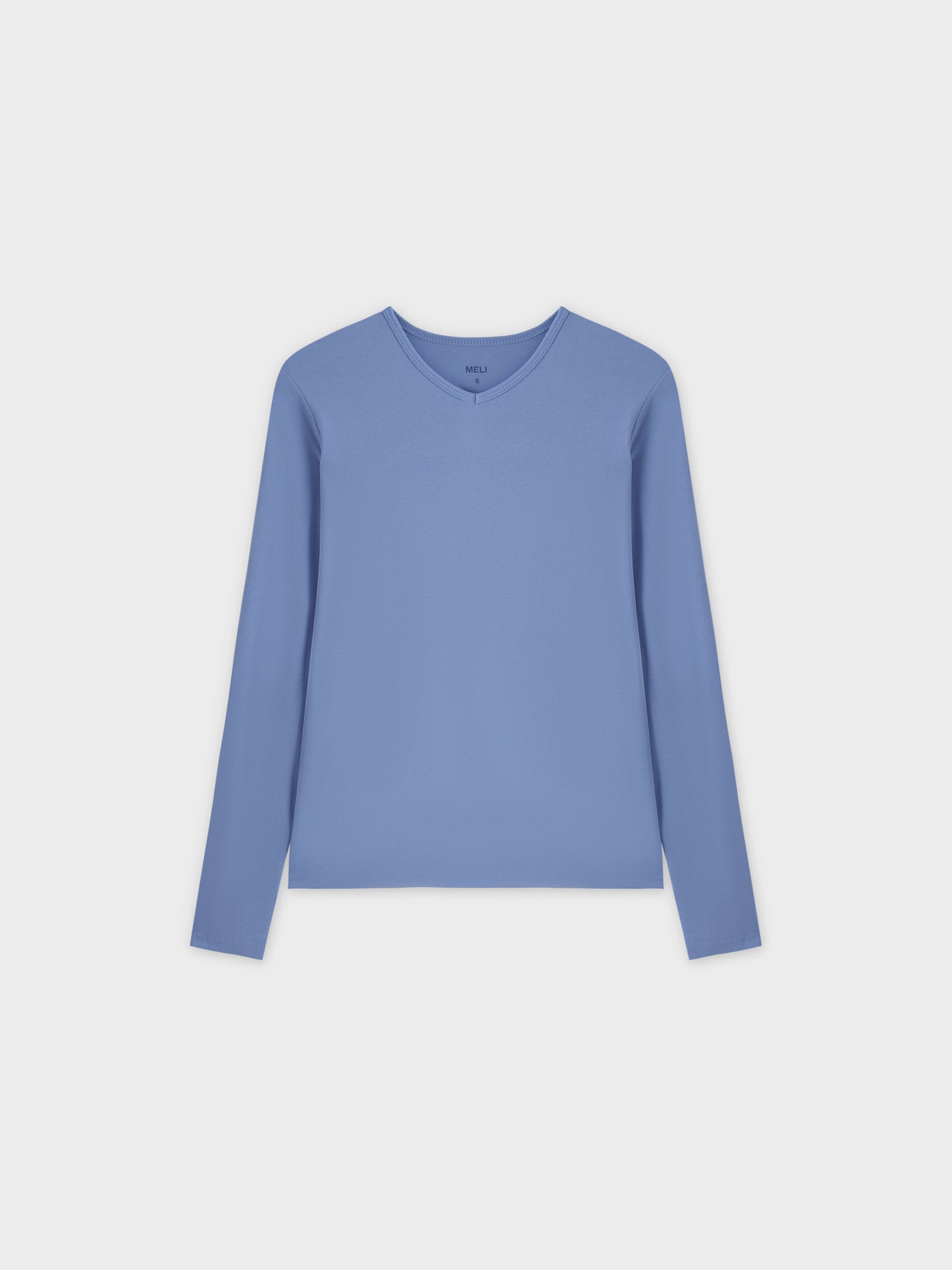 Basic High V Tee LS-Periwinkle