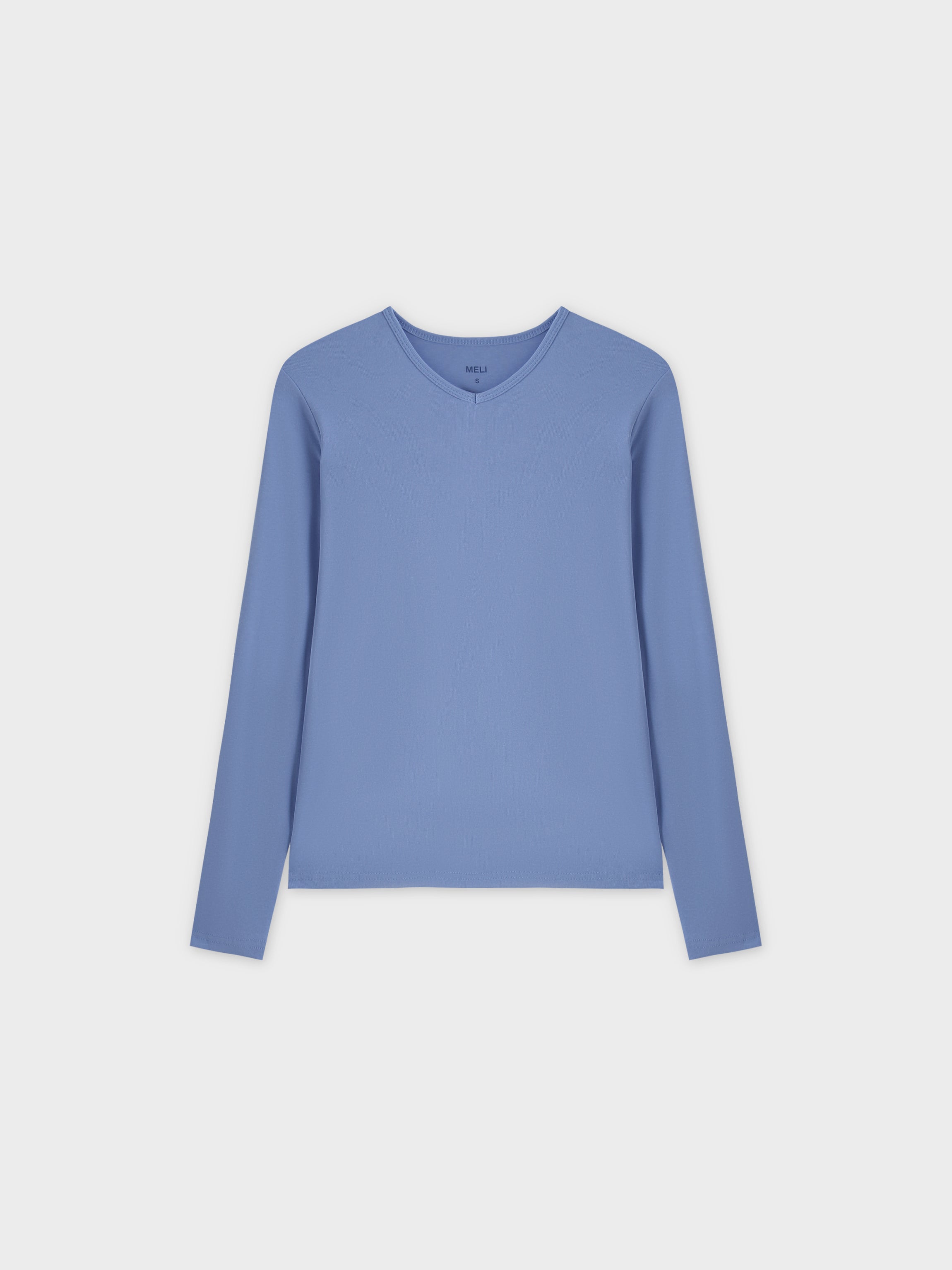 Basic High V Tee LS-Periwinkle