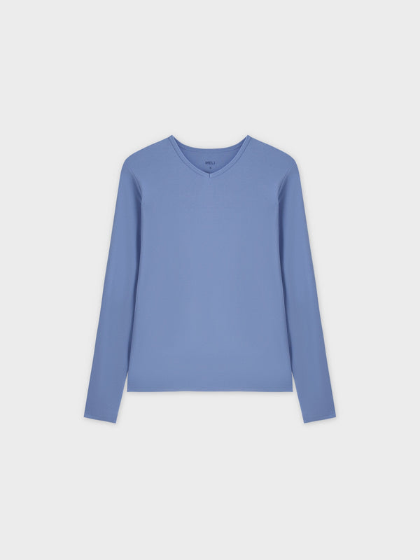 Basic High V Tee LS-Periwinkle