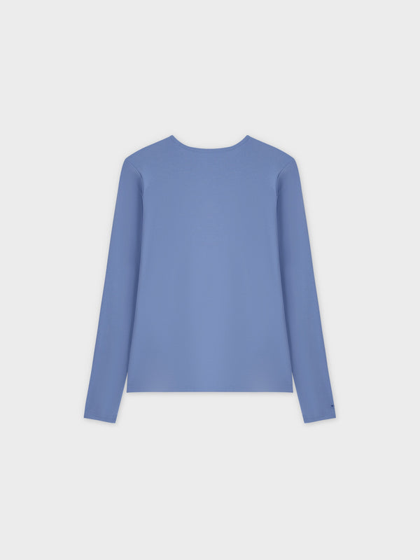 Basic High V Tee LS-Periwinkle