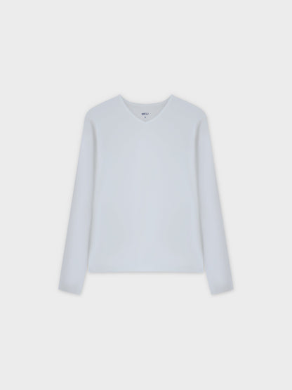 Basic High V Tee Long Sleeve-White